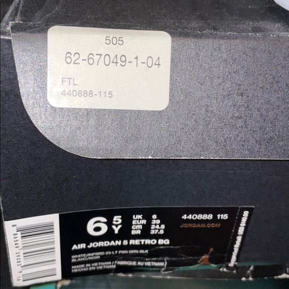 Air Jordan 5 new with box gs 6.5 - Picture 8 of 8